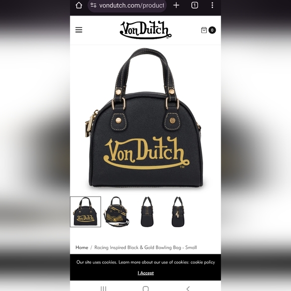 Von Dutch Black and Gold Bowling Bag - Picture 4 of 5